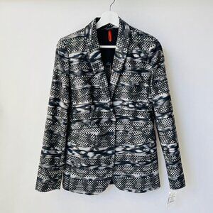 ❤️ Piazza Sempione jacquard blazer in silver, black Women Sz 42